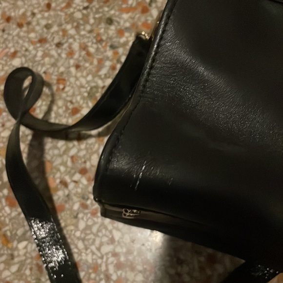 KATE SPADE Bow Bridge Kennedy Black & Tan Ostrich Leather Handbag - Picture 7 of 12